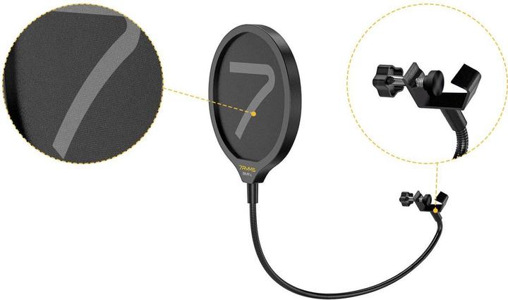 Actual product image 7Ryms 360° Adjustable Microphone Pop Filter with Dual-layer Mask Shield