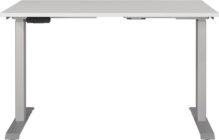 Produktbild Germania JET höhenverstellbarer Schreibtisch lichtgrau rechteckig, T-Fuss-Gestell silber 120,0 x 80,0 (120 x 72 cm)