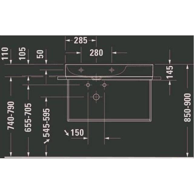Thumbnail - Duravit, Waschbeckenunterschrank, Metallkonsole DURASQUARE wandhängend, für Waschtisch 235380 chrom (86.5 x 45 x 79 cm)