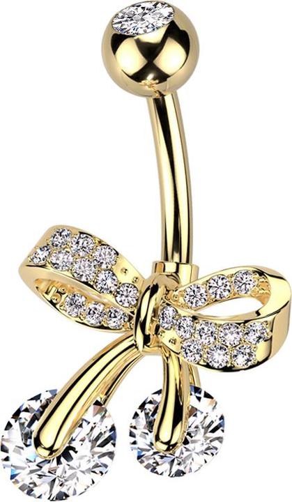 Immagine prodotto Star Piercing Banane vergoldet mit Kugel vergoldet Kristall silber und Masche Kristalle silber (Ottone, Acciaio chirurgico 316L)