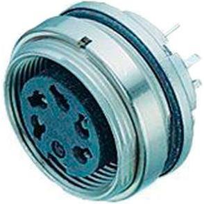 Schubiger Series 423/723 6 pole M16 female panel mount, Elektronikkabel + Stecker, Silber