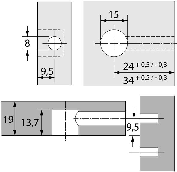 Produktbild Hettich Exzenter-Verbindungsbeschlag Rastex 15, für 19 mm Fachböden (Verbindungsbeschlag, 2000 Stk.)