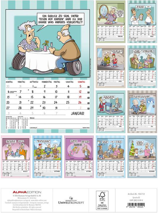 Actual product image Alpha Edition The pensioner calendar 2025 picture calendar, 23,7x34cm, wall calendar with funny pictures (23.7 x 34 cm, German)