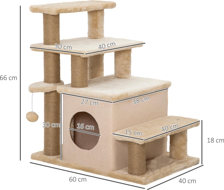 Immagine prodotto PawHut Scaletta per cani con capanna (Gatto, Cane)