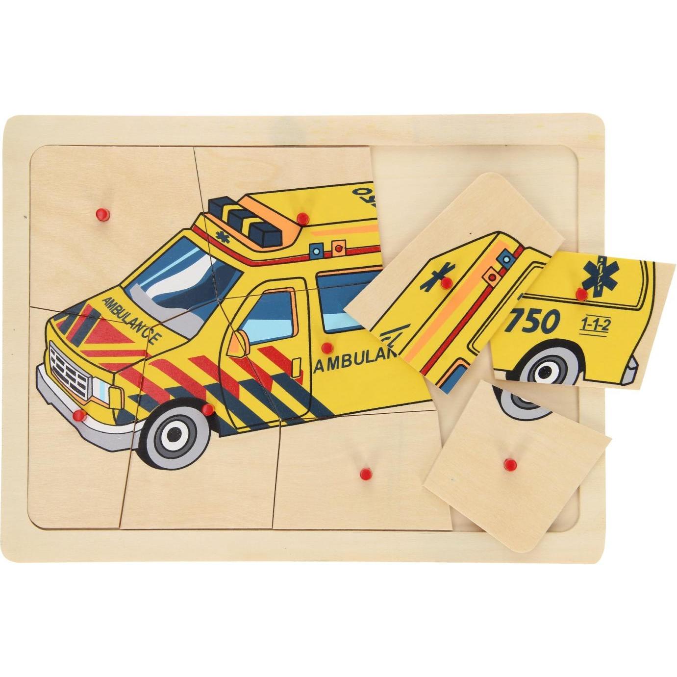Playwood Holz-Knopfpuzzle Krankenwagen, 9-tlg. (9 pezzi)