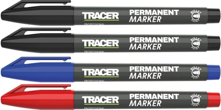 Tracer APMK1 Permanentmarker-Set Schwarz/Blau/Rot (Black/blue/red, 1 mm, 4 x)