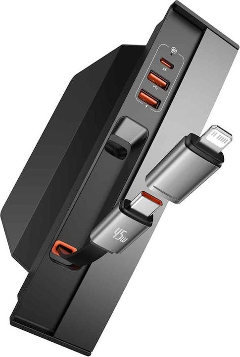 Produktbild Baseus T-Space Series USB-HUB für Tesla Model 3 / Y mit integriertem 45-W-USB-C-Kabel – Schwarz