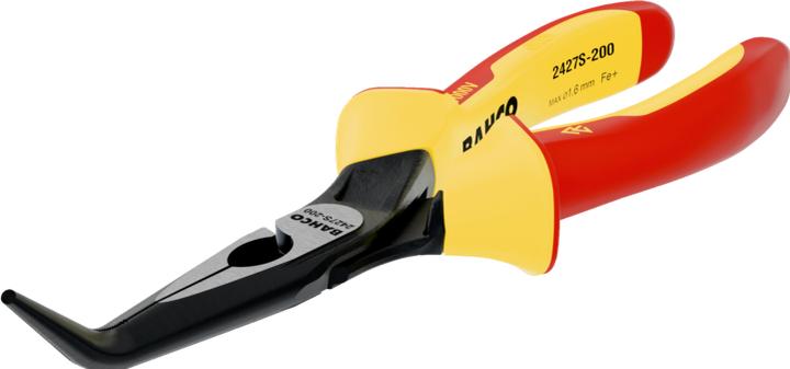 Produktbild Bahco ERGO Flachrundzangen mit isolierten Zwei-Komponenten-Griffen und um 45° abgewinkelter Spitze, phos (200 mm)