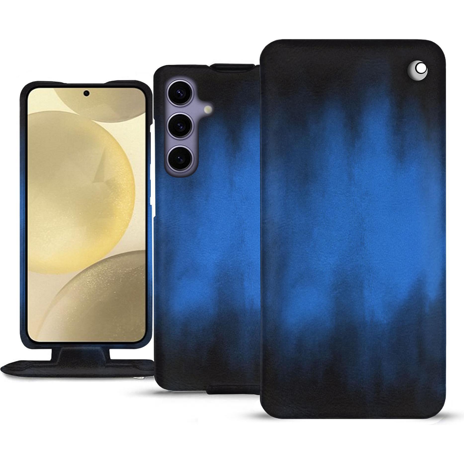 Noreve Lederschutzhülle vertikal (Samsung Galaxy S24+), Smartphone Hülle, Blau