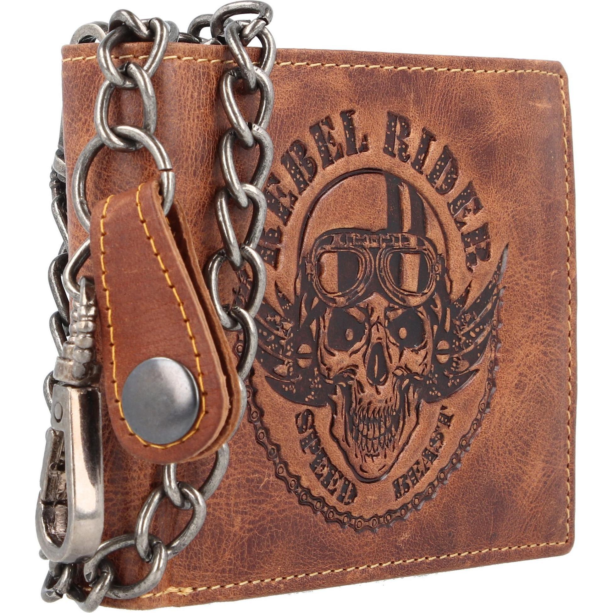 Thumbnail - Greenburry, Herren, Portemonnaie, Rebel Rider Biker Geldbörse Leder 13 cm, Braun