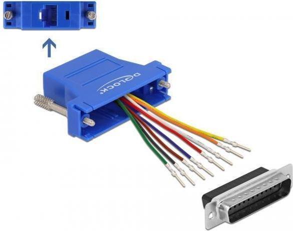 Productafbeelding Delock Adapter D-Sub 25 pin mannelijk naar RJ45 vrouwelijk Montageset blauw