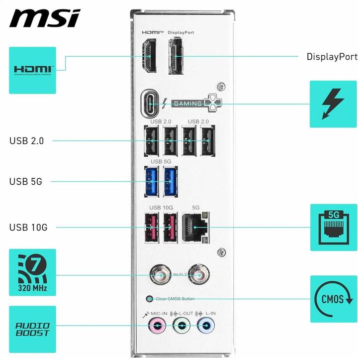 Produktbild MSI B860 GAMING PLUS WIFI (LGA 1851, Intel B860, ATX)