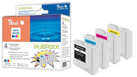 Image du produit Peach Cartouches d'encre économiques, remplissage XL, compatibles avec LC-1000, LC-970 (C, CF, M, Y)