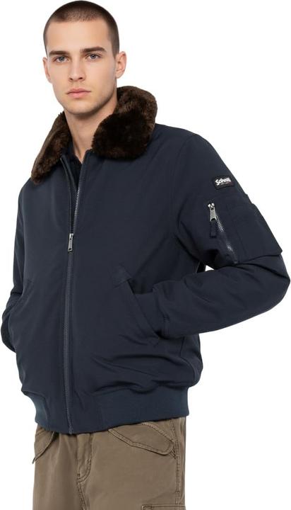 Actual product image Schott Nyc Airlines Fur Collar Jacket Navy-Brown (L)