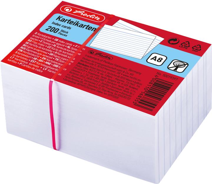 Actual product image Herlitz Index cards, DIN A8, lined, whiteá (A8, 170 g/m², 200 x)