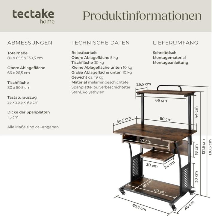 Actual product image tectake Fife (80 x 65.50 x 130.50 cm)