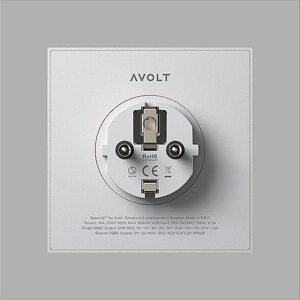 Actual product image Avolt Square 2 USBc 30W - Gotland Gray (CEE 7/3, 3 x)