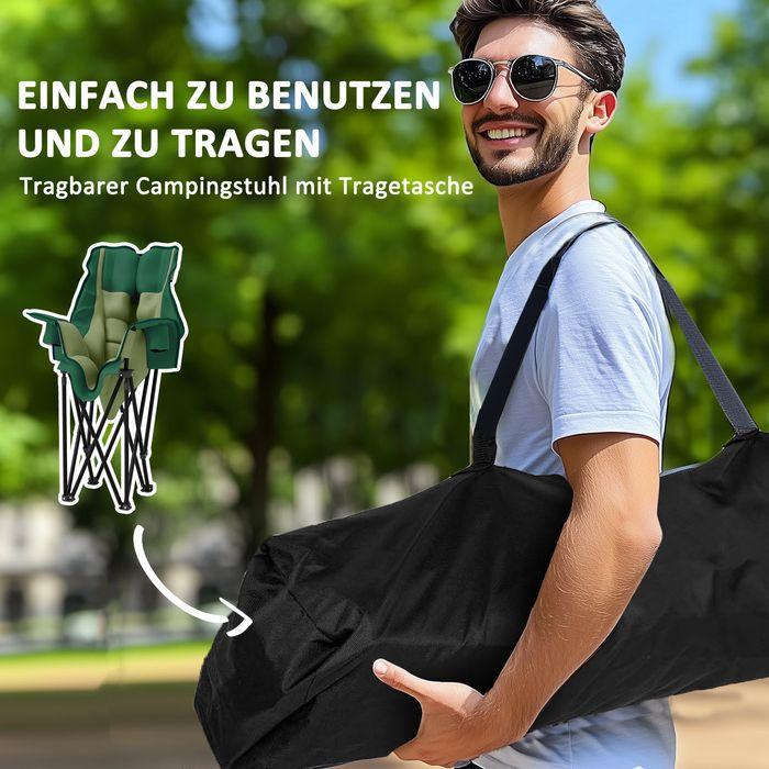 Image du produit Swisshandel24 Campingstuhl faltbarer Gartenstuhl mit Seitentasche, Becherhalter, Grün