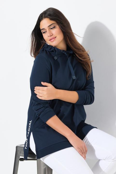 Image du produit Ulla Popken Long sweat-shirt à capuche, manches longues et coupe évasée (42, 44)