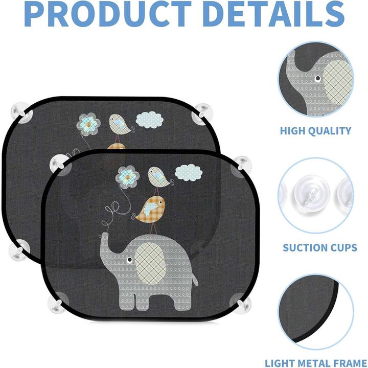 Immagine prodotto ASMI Auto Sonnenschutz für Kinder – 2 Stück Elefant