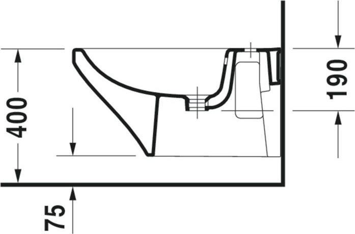 Actual product image Duravit Wall-mounted bidet DURASTYLE w ÜL HLB 370x620mm 1 tap hole white WG