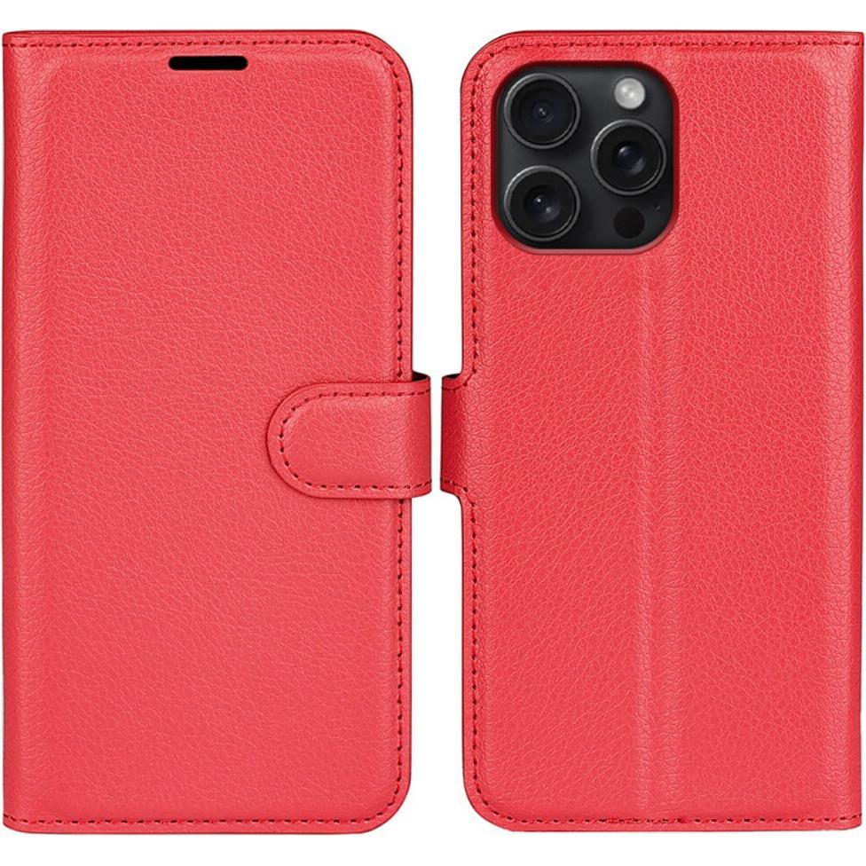 Thumbnail - Cover-Discount iPhone 16 Pro - Leder Etui Hülle (Apple iPhone 16 Pro), Smartphone Hülle, Rot