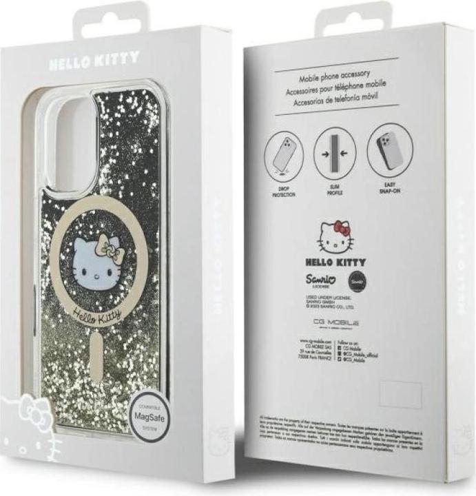 Produktbild Hello Kitty HKHMP16SLGDIK iPhone 16 6.1" czarny złoty/black gold hardcase Liquid Glitter Fever MagS (Apple iPhone 16)