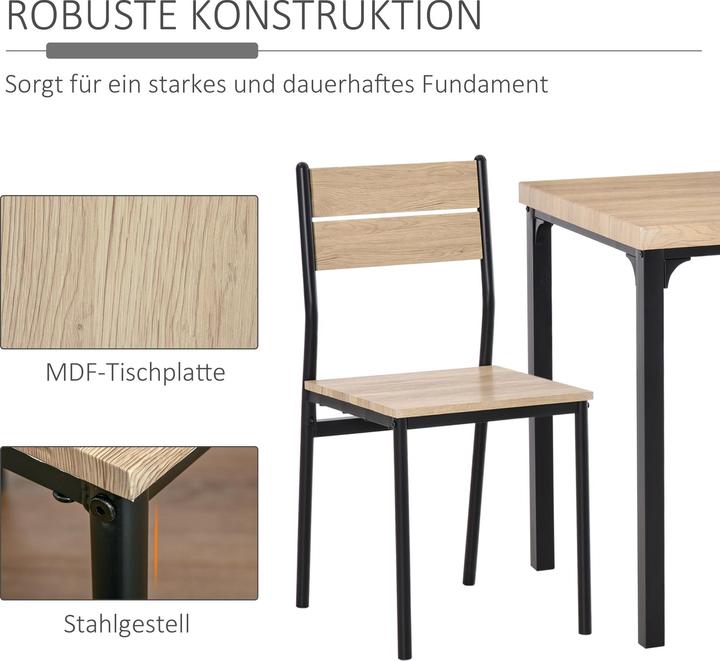 Produktbild Homcom Esstisch-Set mit 1 Tisch + 2 Stühlen (60 x 60 x 76 cm)