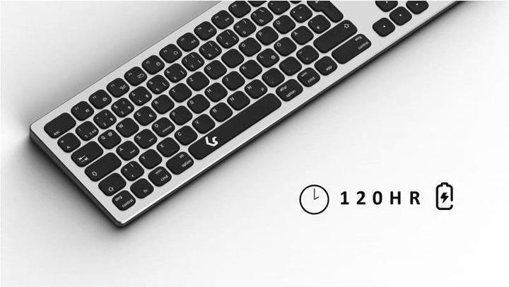 Actual product image KeySonic Full-Size Aluminum Keyboard, Bluetooth® & RF, for Win & macOS (DE, Wireless)