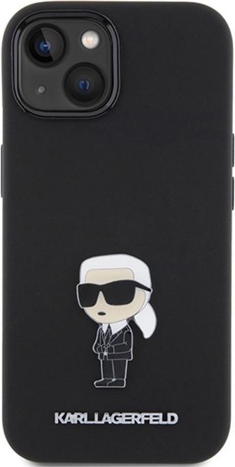 Actual product image Karl Lagerfeld KLHCP15SSMHKNPK iPhone 15 6.1" czarny/black Silicone Ikonik Metal Pin (Apple iPhone 15)