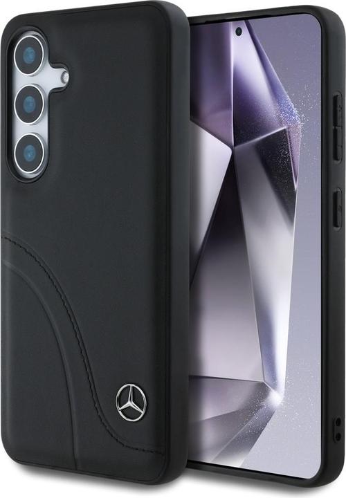 Immagine prodotto Mercedes Leather Curved Stitches Case for Samsung Galaxy S25 - Black (Samsung Galaxy S25)