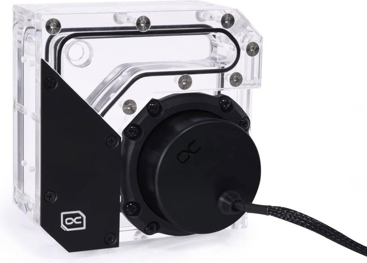 Actual product image Alphacool Rise Flat Reservoir D5 expansion tank with pump