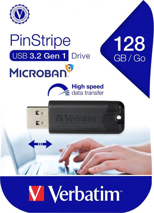 Image du produit Verbatim Clé USB PinStripe (128 Go, USB-A)
