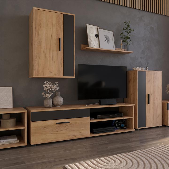 Produktbild Vicco Lowboard & Regal Berno, Goldkraft Eiche/Anthrazit, mit 1 Klappe
