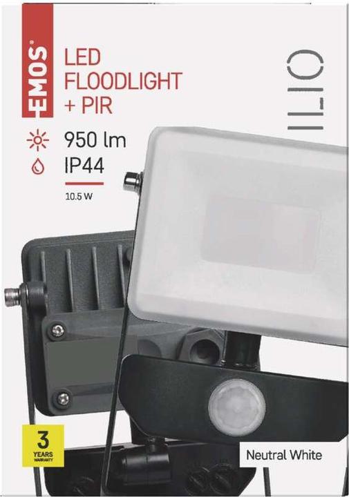 Produktbild Emos LED Flutlicht ILIO mit Bewegungsmelder, 10,5W (950 lm, IP44)