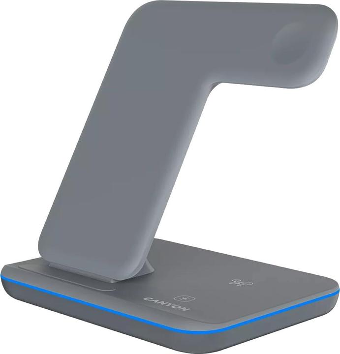 Produktbild Canyon WS-303, kabelloses 3-in-1-Ladegerät, mit Touch-Taste für fliessendes Wasserlicht, Eingang 9 V (15 W)