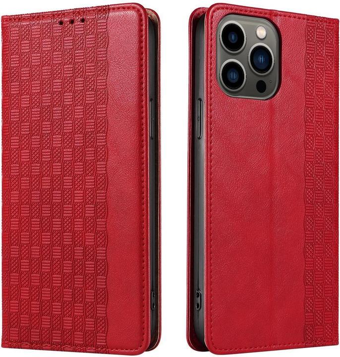 Produktbild Hurtel Magnetband-Hülle für iPhone 12 Pro Max Tasche Brieftasche + Mini-Lanyard-Anhänger Rot (Apple iPhone 12 Pro Max)