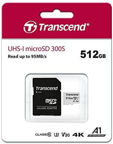 Actual product image Transcend USD300S (512 GB, microSDXC, U3, UHS-I)