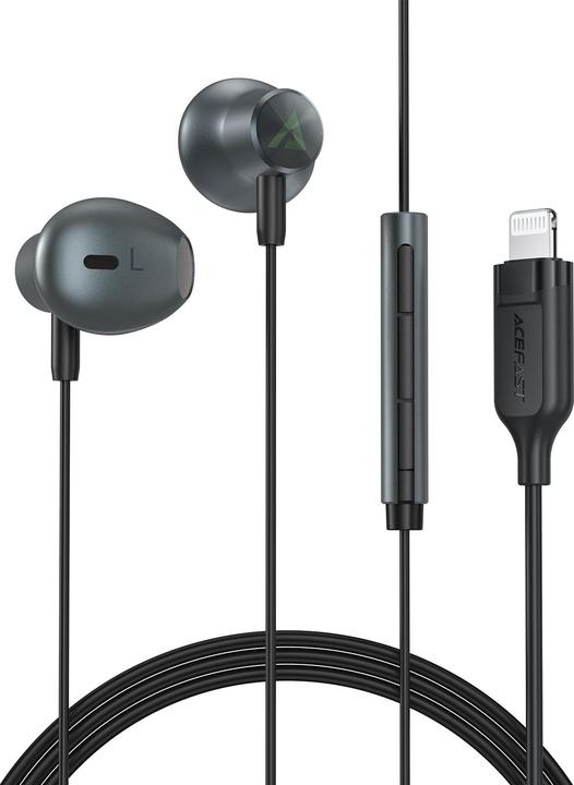 Produktbild Acefast L1 In-Ear-Kopfhörer mit 1,2 m Lightning Anschluss – Schwarz (Keine Geräuschunterdrückung, Kabelgebunden)