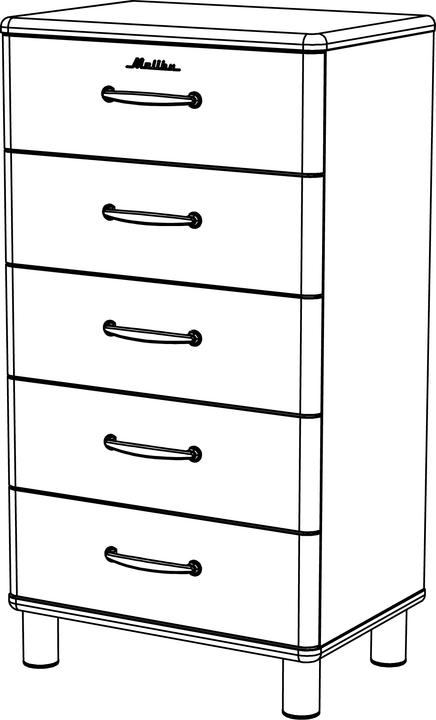 Actual product image tenzo Malibu chest of drawers metal/wood 60x41x111 cm (60 x 41 x 111 cm)