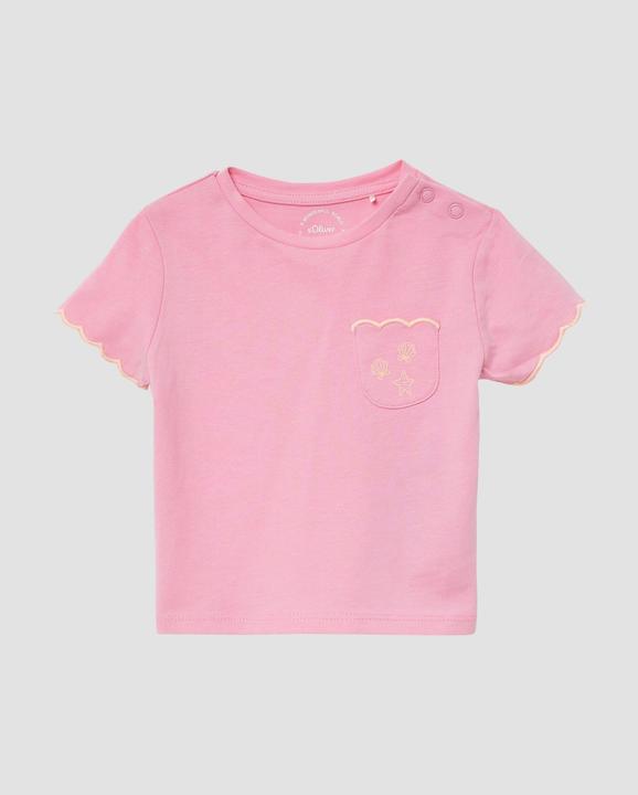 S.Oliver T-Shirt Jersey-T-Shirt mit Bogenkante und Brusttasche (74)