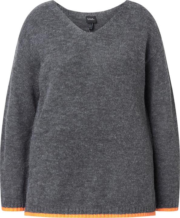 Produktbild Ulla Popken Pullover, farbige Kanten, V-Ausschnitt, Langarm (58)