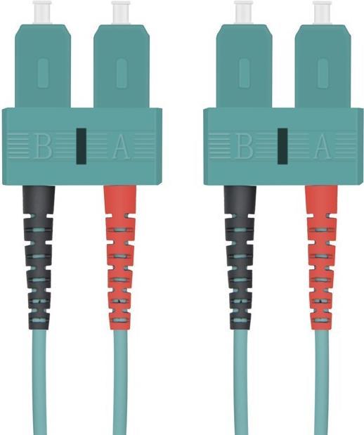 Actual product image Helos Fibre optic patch cable SC/SC Duplex 50/125µm OM3 aqua 0.5m (U/FTP, CAT6, 0.50 m)