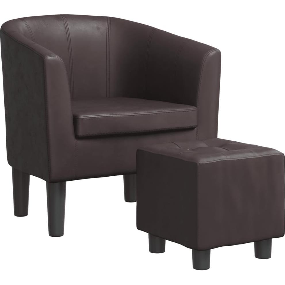 VidaXL, Sessel, Clubsessel mit Fusshocker Braun Kunstleder,Farbe