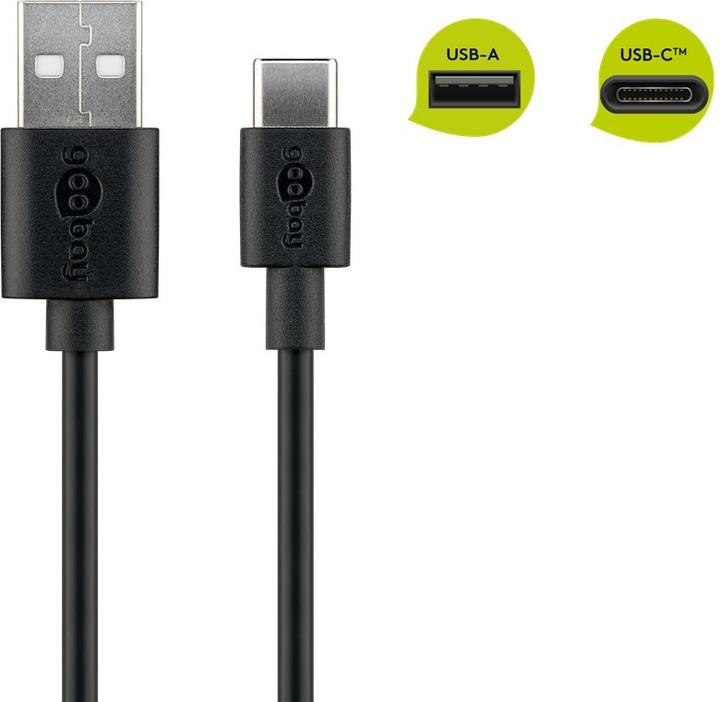 Actual product image Goobay USB-A to USB-C cable (0.10 m, USB 2.0)