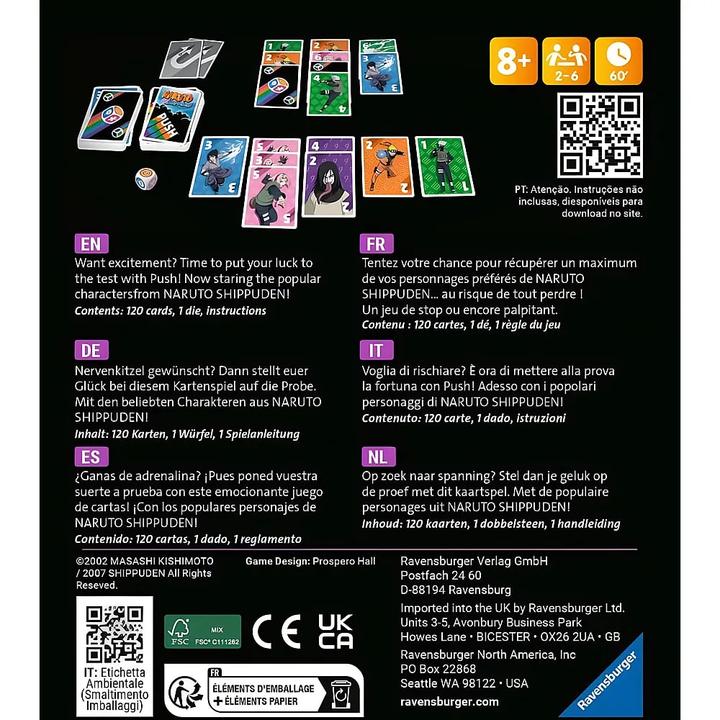 Productafbeelding Ravensburger Naruto Shippuden PUSH (Duits, Engels, Frans, Italiaans, Nederlands, Portugees, Spaans, 2 - 6 Spelers)