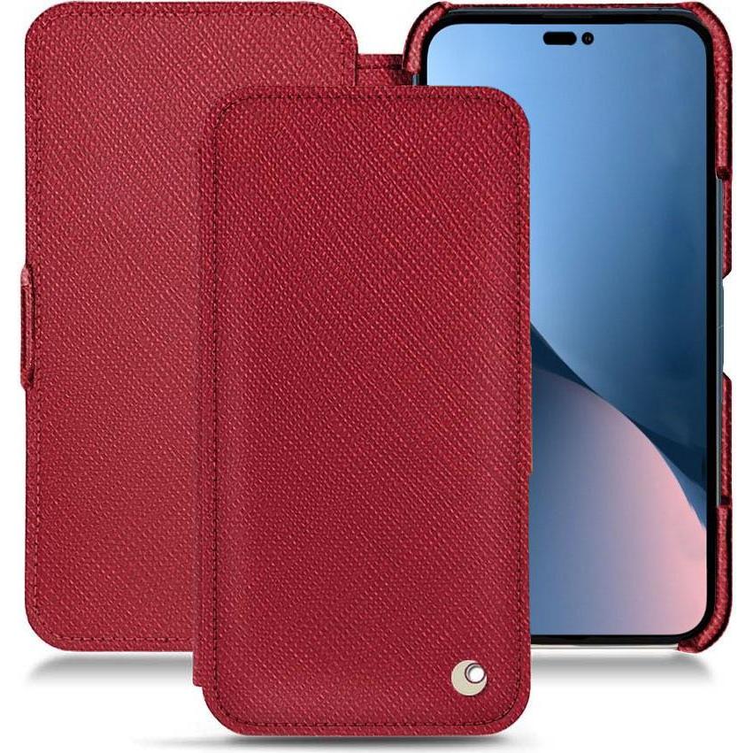 Noreve Lederschutzhülle horizontal (Apple iPhone 14 Plus), Smartphone Hülle, Rot