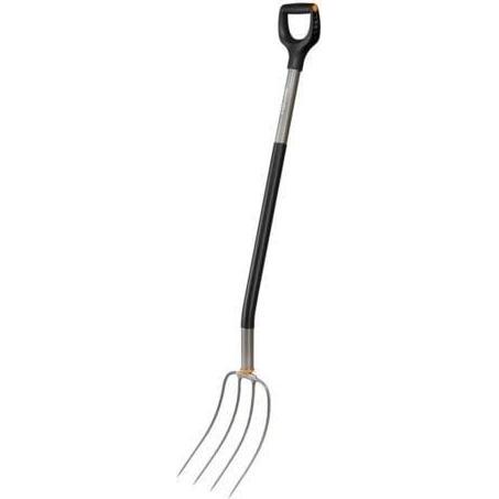 Fiskars, Utensile giardinaggio, Forca ergonomica per compost (con rebbi rotondi)