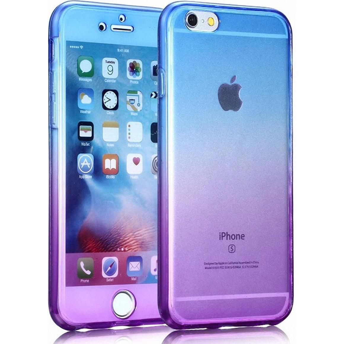König Design Apple iPhone XS Full Body 360 Silikon Schutzhülle Handyhülle Case Blau / Violett (Apple iPhone XS), Smartph...