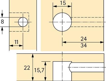 Actual product image Hettich Eccentric connecting fitting Rastex 15, for 22 mm shelves (Connection fitting, 1 pcs.)